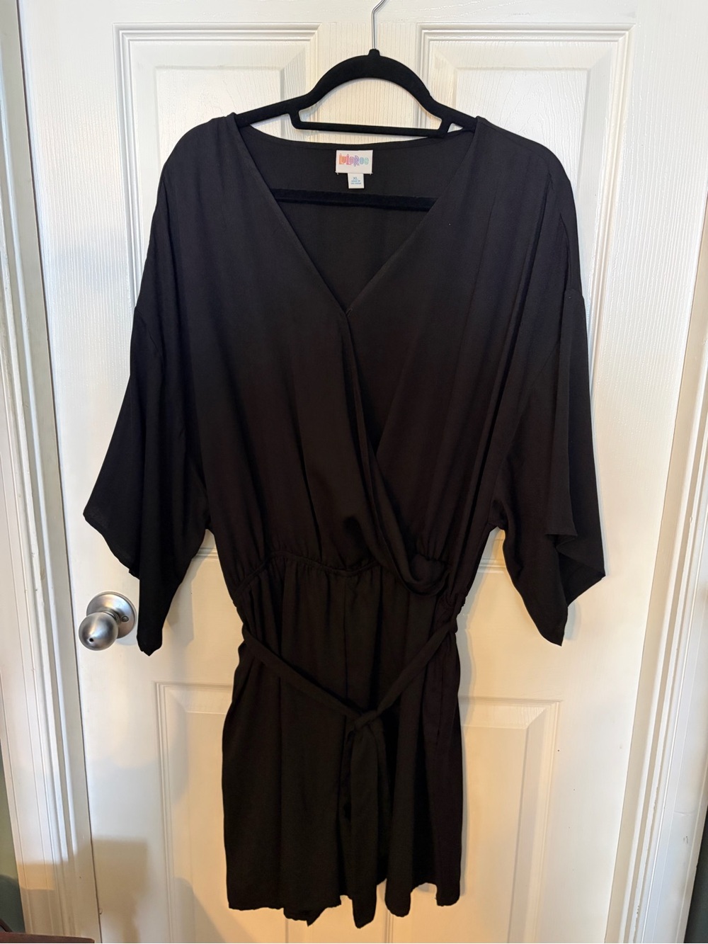 LuLaRoe Black Wrap Romper with Tie Waist